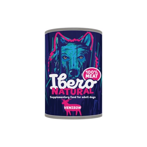 Ibero Natural konzerv felnőtt kutyáknak 100% hús szarvassal 400 gr