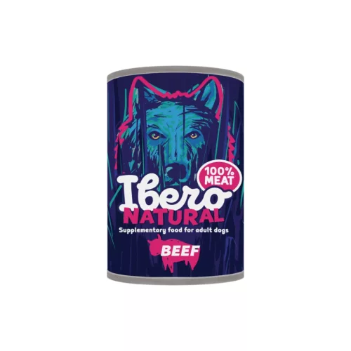 Ibero Natural konzerv felnőtt kutyáknak 100% marhahús 1200 gr