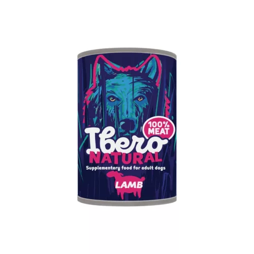 Ibero Natural konzerv felnőtt kutyáknak 100% hús báránnyal 1200 gr