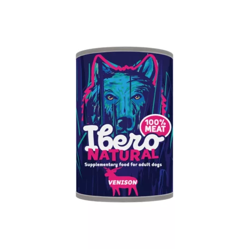 Ibero Natural konzerv felnőtt kutyáknak 100% hús szarvassal 1200 gr
