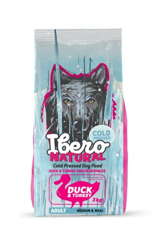 Ibero Hidegen sajtolt kutyatáp adult M/L DUCK 3 Kg