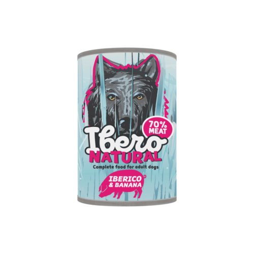 Ibero Natural gabonamentes pástétom sertéssel és banánnal felnőtt kutyáknak 400 gr