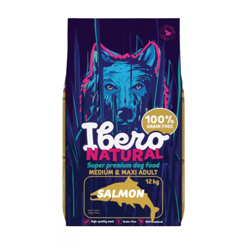Ibero Natural Gabonamentes  kutyatáp lazaccal 12 kg
