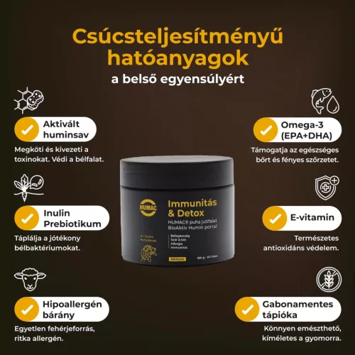 Humac Immunitás & Detox 180 gr, kb. 60 falat tégelyben