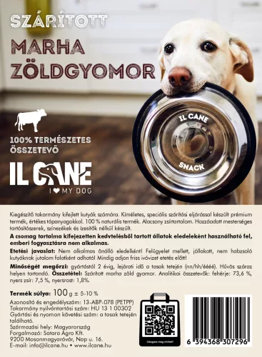 Szárított marha zöldgyomor: 100gr/csomag