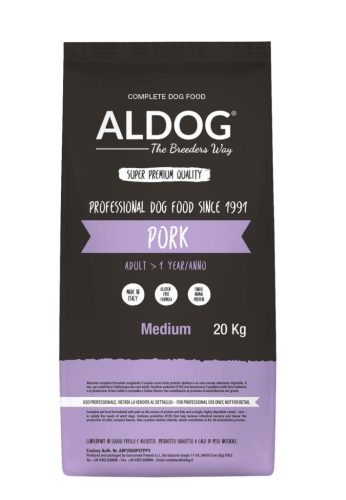 ALDOG THE BREDEERS WAY PORK HIPOALLERGÉN KUTYATÁP MEDIUM 20 KG